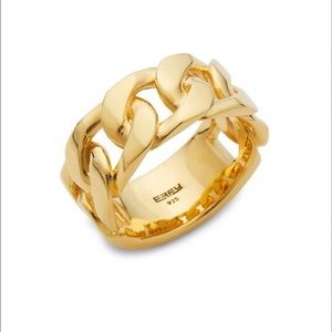 Man Silver 14k Gold Plated Cuban link Ring - size 9 1/2-10